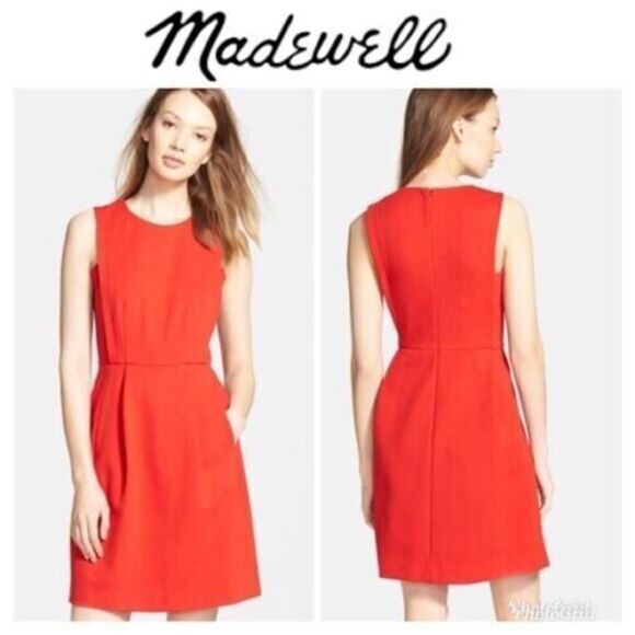 Madewell Keynote Ponte Knit SKATER Dress IN RED FIT FLARE Size. Large. - Picture 1 of 7